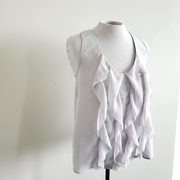 ANTHRO | Central Park West  grey ruffle blouse - Picture 2 of 7